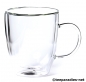Preview: Doppelwandiges Teeglas mit Henkel 0,3l