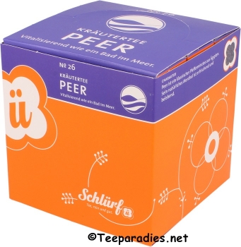 26: Bio Schlürf Tee: Kräutertee "Peer" in Schmuckbox mit 27 Schlürfel 45,9 g.