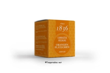 1836 Schwarzteemischung, aromatisiert Orangenplätzchen, Orangenplätzchen Note since 1836 – 52,50 g.