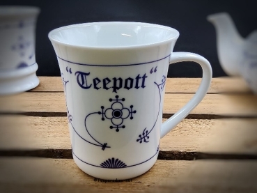 Konischer Becher „Indisch“ Blau Teepott Porzellan