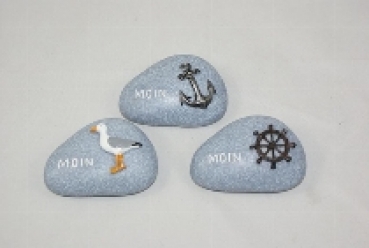 Steine „Moin“ 3fach sortiert ca. 4 x 4 x 2 cm Polystone - Set