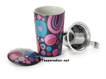 By Eigenart: Teaeve® Kräuterteetasse "Cheerful" Porzellan, 3-teilig, doppelwandig, 0,35 l H 14 cm, Ø 7,7 cm