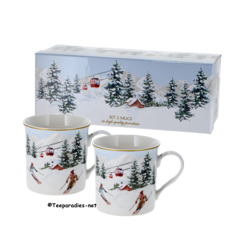Geschenkset: Porzellanbecher 'Chalet' 300 ml, Set à 2 St