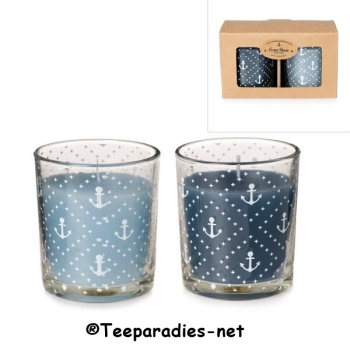 Kerzenset: „Anker“ im Glas 2er