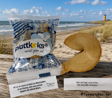 Preview: 10 x plattkeks in Cellophantüte mit blauem Schleifenband 60 g.