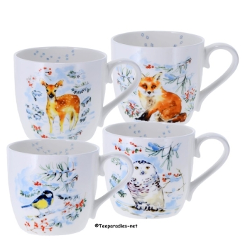 FBC Becher 'Forest Friends' 0,4 l 4-fach Becherset 4 verschiedene Becher