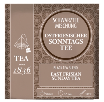 Black tea blend East Frisian Sunday Tea box of 50 pyramidal teabags of 3g each