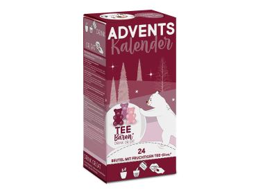 Tee-Bären® Adventskalender Schneekugel rot 360 g. (24 x 15g.)