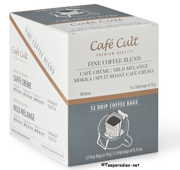 Café Cult: Mix Box Drip Coffee Bags Fine Blend Kaffee 4 Sorten je 3 Sachets à 10 g = 120 g.