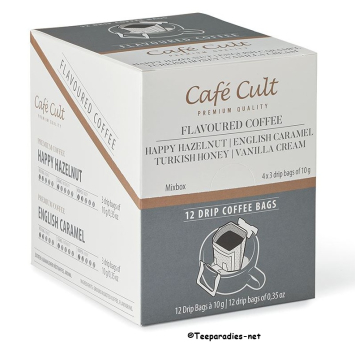 Café Cult: Mix Box Drip Coffee Bags Aromatisierter Kaffee 4 Sorten je 3 Sachets à 10 g = 120 g.