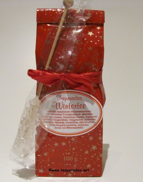 Teeparadies Wintertee (Weihnachtstee) 100 g. + 1 weißer Kandisstick