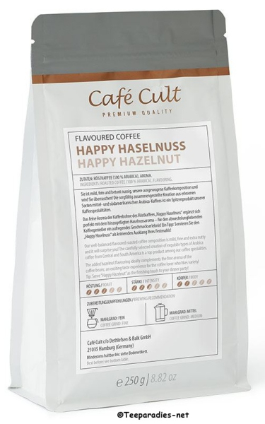 Café Cult: Coffee “Happy Hazelnut” bag of 250 g, whole bean flavoured