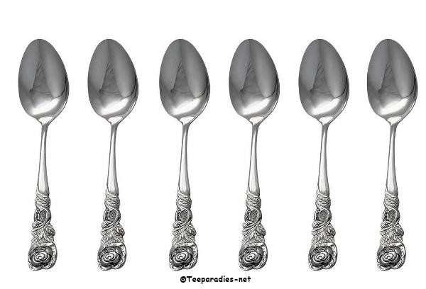 6 x Teelöffel "Rosendekor" ca.10,5 cm Edelstahl im Set