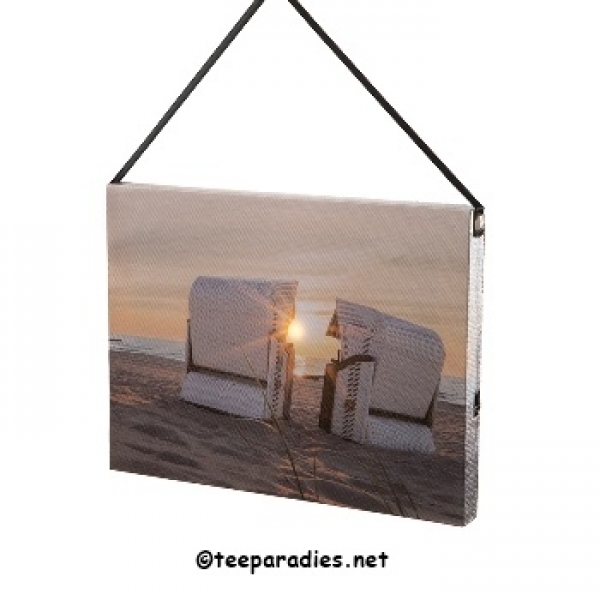 Deko: Bild Strandkorb mit 1 LED-Licht ca.20x15cm