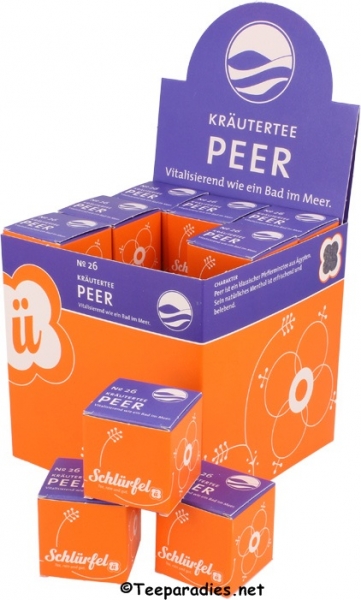 26: Bio Schlürf Tee: Kräutertee "Peer" in Schmuckbox mit 27 Schlürfel 45,9 g.
