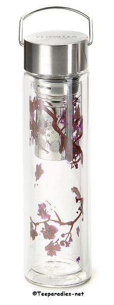 Flowtea® "Cherry Blossom" doppelwandiges Glas mit Edelstahlsieb