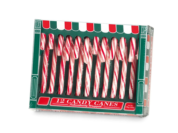 Zuckerstangen rot/weiß, 12 St je Packung Länge 12,8 cm, 170 g -Geschenkidee-