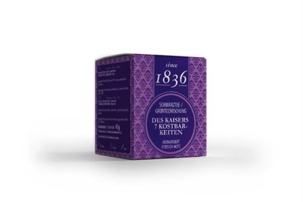 1836 Schwarz-/ Grünteemischung aromatisiert, Des Kaisers 7 Kostbarkeiten, Pfirisch-Note - since 1836 – 45 g.