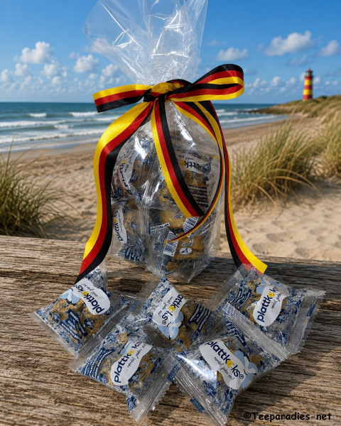 10 x plattkeks in Cellophantüte mit „Deutschland Schleifenband" 60 g.