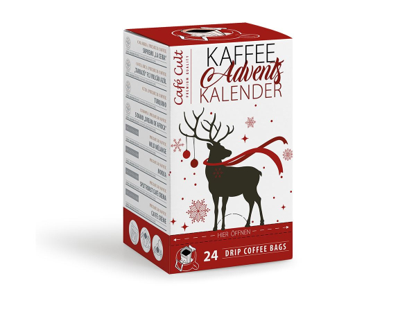 Kaffee-Adventskalender „Winter-Hirsch“ mit 24 Drip Coffee Bags 240 g.