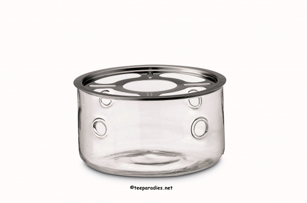 Stövchen „Milo“ aus Glas mit Edelstahlauflage