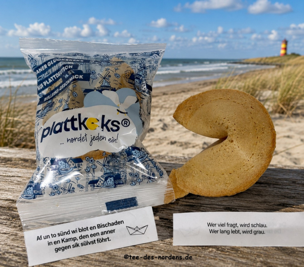 10 x plattkeks in Cellophantüte mit blauem Schleifenband 60 g.
