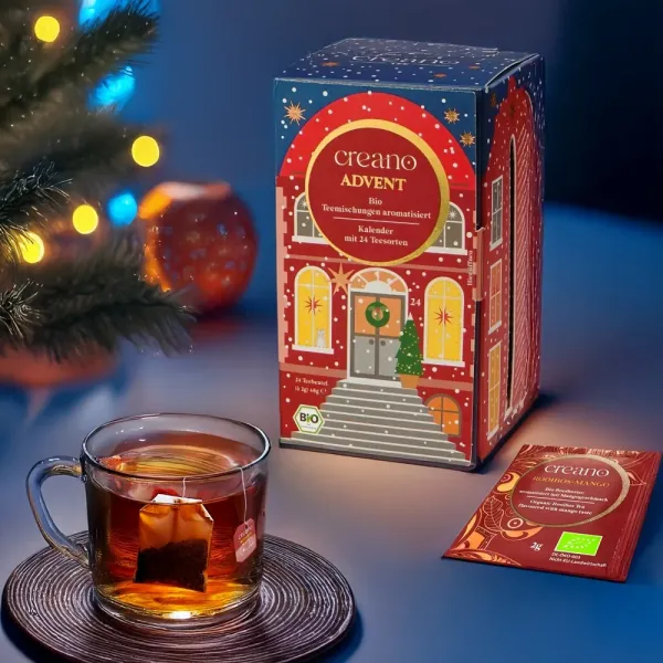 BIO: Das kleine „Bio Tee-Adventskalender-Weihnachtshaus“ 24er Mix