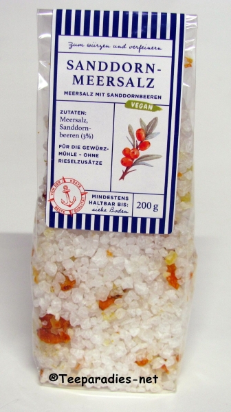 Sanddorn Meersalz 200 g. mit Sanddornbeeren – vegan – zum Würzen und Verfeinern