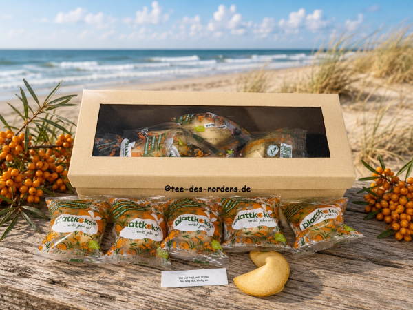 BIO: 15 x plattkeks Sanddorn im sandfarbenden Geschenkkarton 90 g.