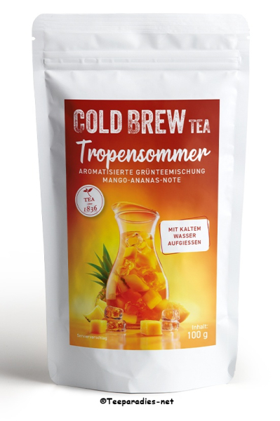 COLD BREW: 1836 Tea - Grünteemischung Tropensommer [Mango-Ananas-Note] aromatisierter Cold Brew Tüten à 100 g