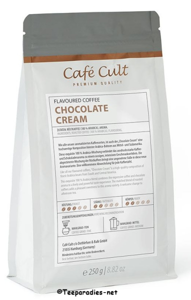 Cha Cult: Kaffee „Chocolate Cream“ in 250 g Tüte, ganze Bohne aromatisiert