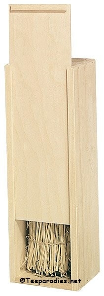 Schlürfel Probierset in Holzkiste mit Schiebedeckel, natur.