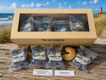 15 x Plattkeks in a sand-colored gift box, 90 g.