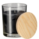 Kerzenglas "Lupi" mit Wachs befüllt und Holzdeckel, schwarz